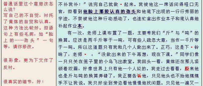 学生自己修改习作示例